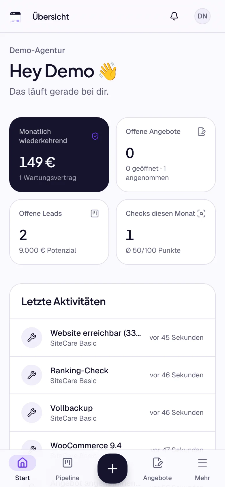 WebsiteNova auf dem Handy